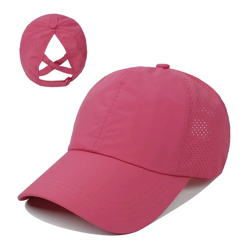YAMEE Ponytail Baseball Cap For Women - Mesh Quick-Dry, Criss Cross Back, Adjustable One Size (White) - View #4