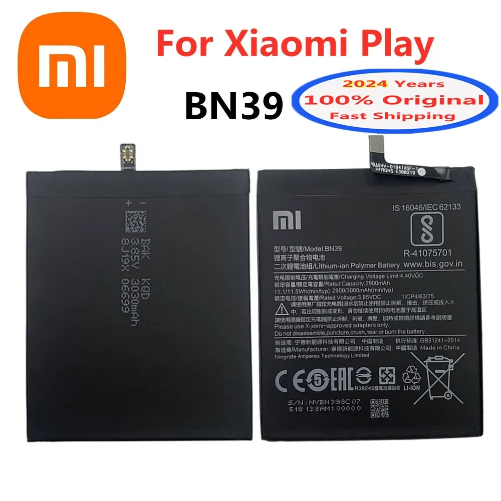 

2024 Years Xiao Mi 100% Original Battery BN39 For Xiaomi Play Mi Play MiPlay 3000mAh Replacement Mobile Phone Battery Bateria