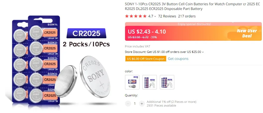 SONY 1-50Pcs CR2032 3V Lithium Button Cell Batteries BR2032 DL2032 ECR2032 Coin Battery Single Use For Watch Car Remote Key