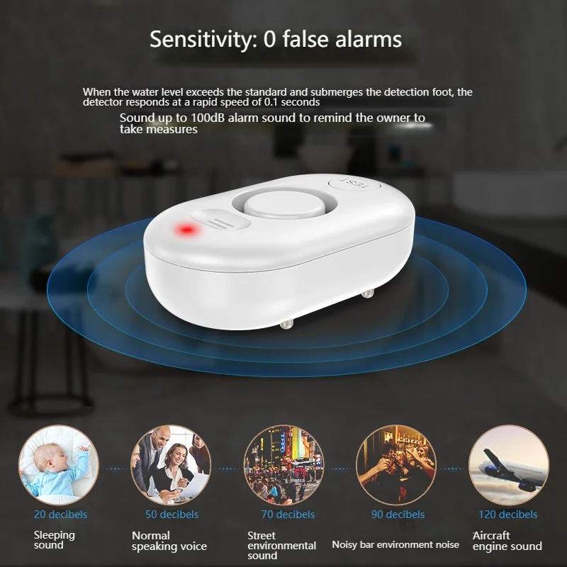 Waterproof immersion alarm, home remote smart home WiFi leak sensing detector, water level alarm