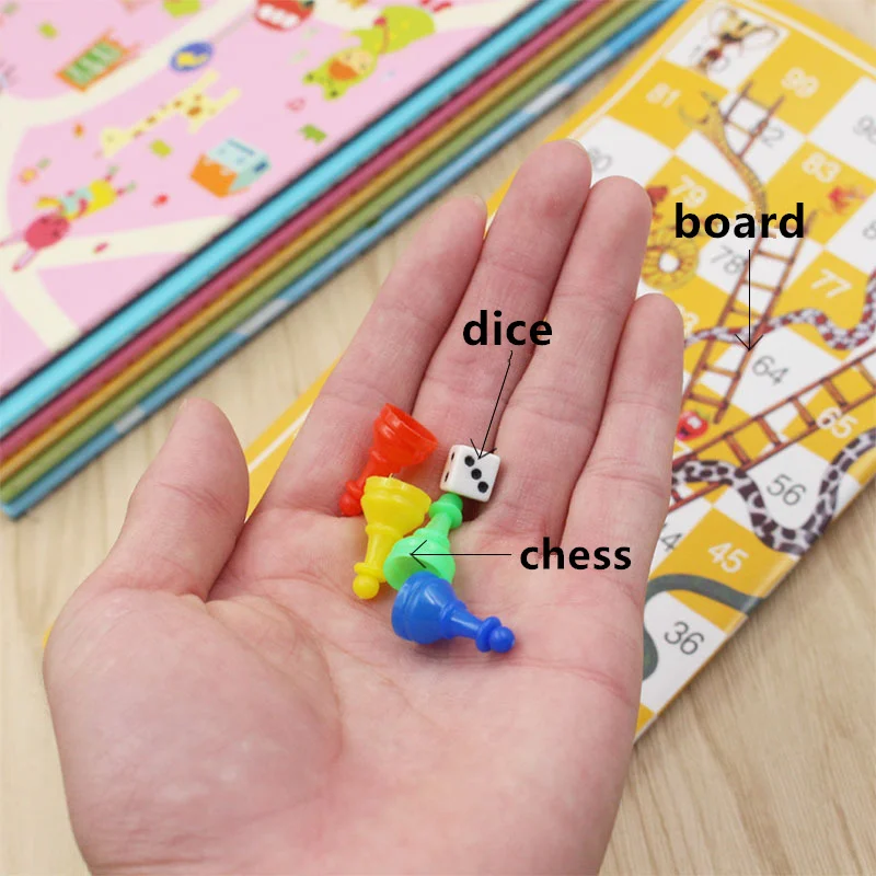 Children Snake Ladder Plastic Flight Chess Set 1Set Portable Board Game Funny Family Party Games Toys for Kids