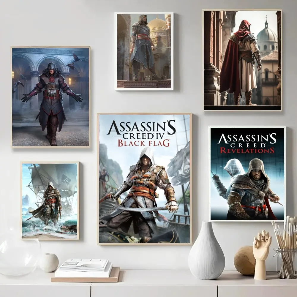 A-Assassins-D-Creed Poster Poster Carta Kraft Vintage Poster Wall Art Painting Studio Arte Estetica Adesivi Murali Di Piccole Dimensioni