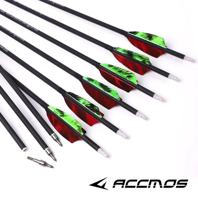 Archery Training Hunt 31" 7.8mm Spine 250 Camo Carbon Arrow Plastic Feather 