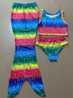 2-8years Girls 3pcs Clothes Set Sleeveless Bikni Tops Thong Mermaid Tail Outfits For Girls Summer Beach Cosplay Swimwear Set 4