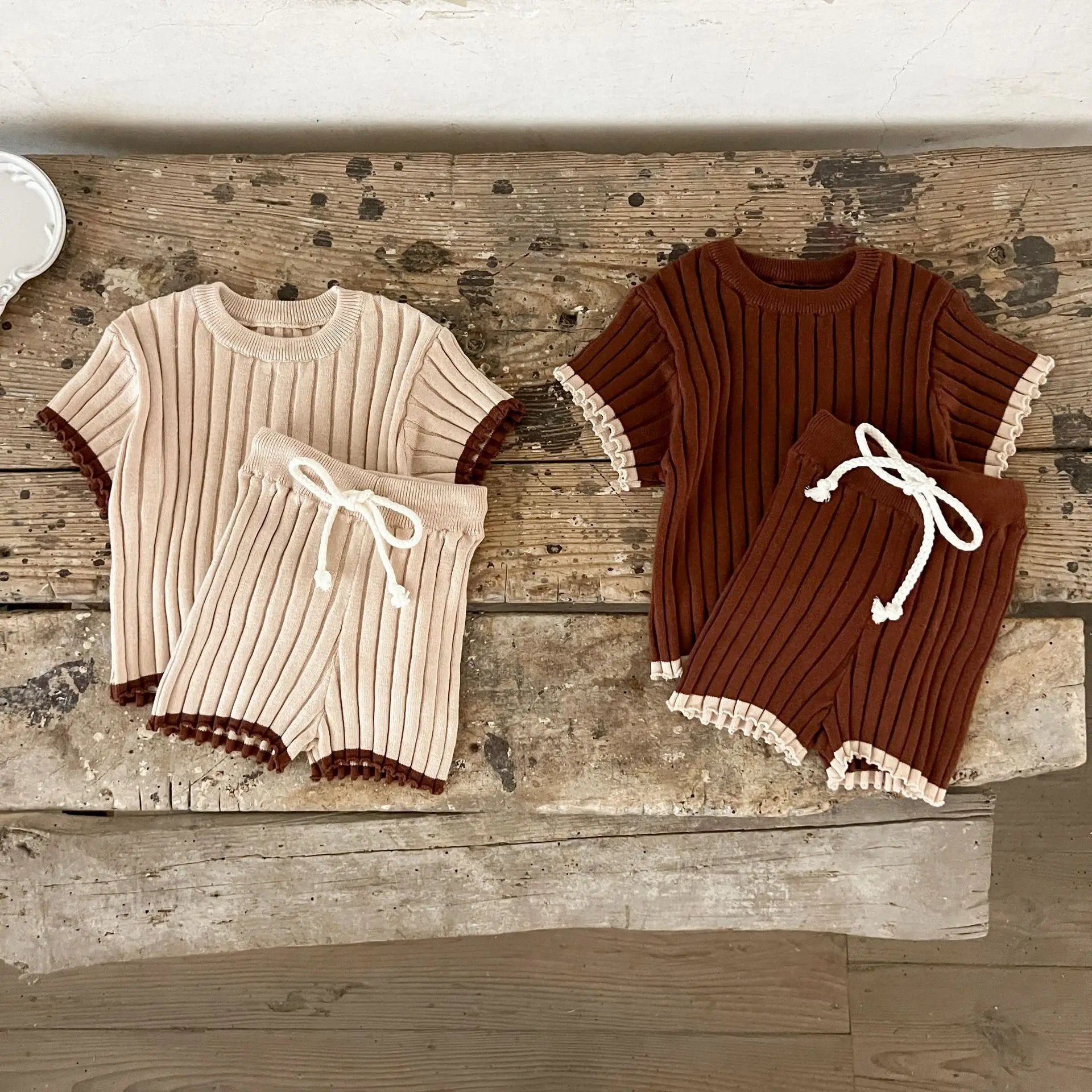 The Izael - Baby Unisex 8pcs Short Sleeve Various Print Romper Set K