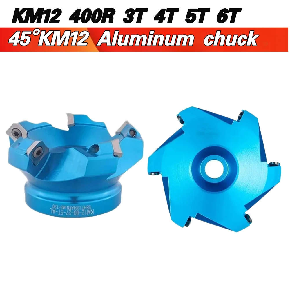 45 Angle KM12 45&deg;face Aluminum Flat Head End Mill SEKT1204 Insert BAP 400R 90&deg;-angle Cutter Head for Aluminum Face Milling Cutte