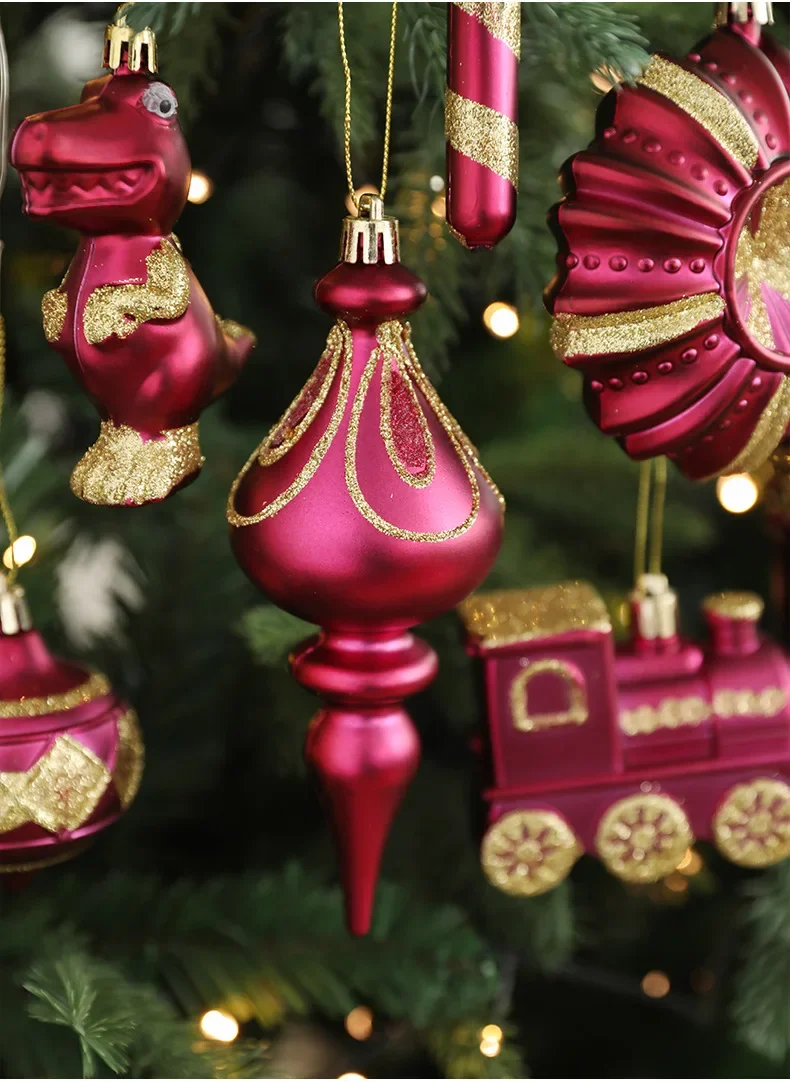 2/3pcs Plastic Red Christmas Tree Hanging Ornament Balls Xmas Noel Decorations Navidad Supplies Home Party New Year Decor