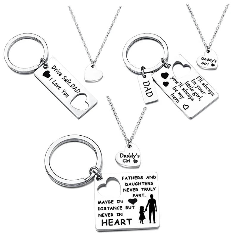 Брелок для дочери отца 2 шт./компл. ожерелье металлический брелок автомобильных