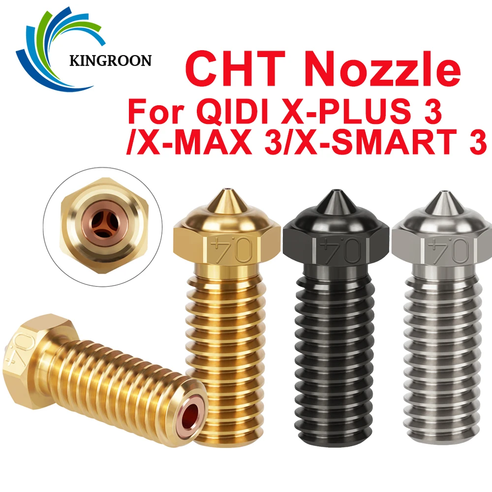 

For QIDI X-PLUS 3/X-MAX 3/X-SMART 3 CHT Hardened Steel Nozzle Brass Copper Clone High Temperature Nozzle 3D Printer Parts