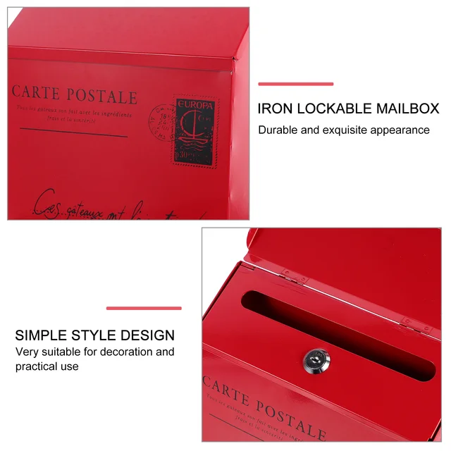 Adományozó Doboz Zár Dekoratív Levelek Panasza Piros Postafiók Iroda Üzleti Csomag Csepp Slot Vintage - Image 4