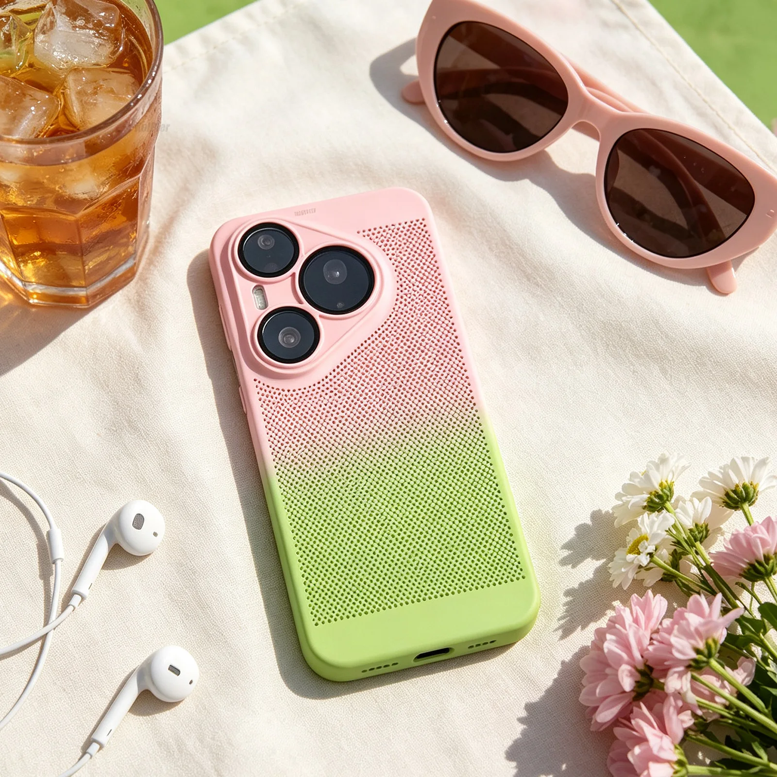 Breathable Mesh Gradient Shockproof Hard Case with Enhanced Camera Protection