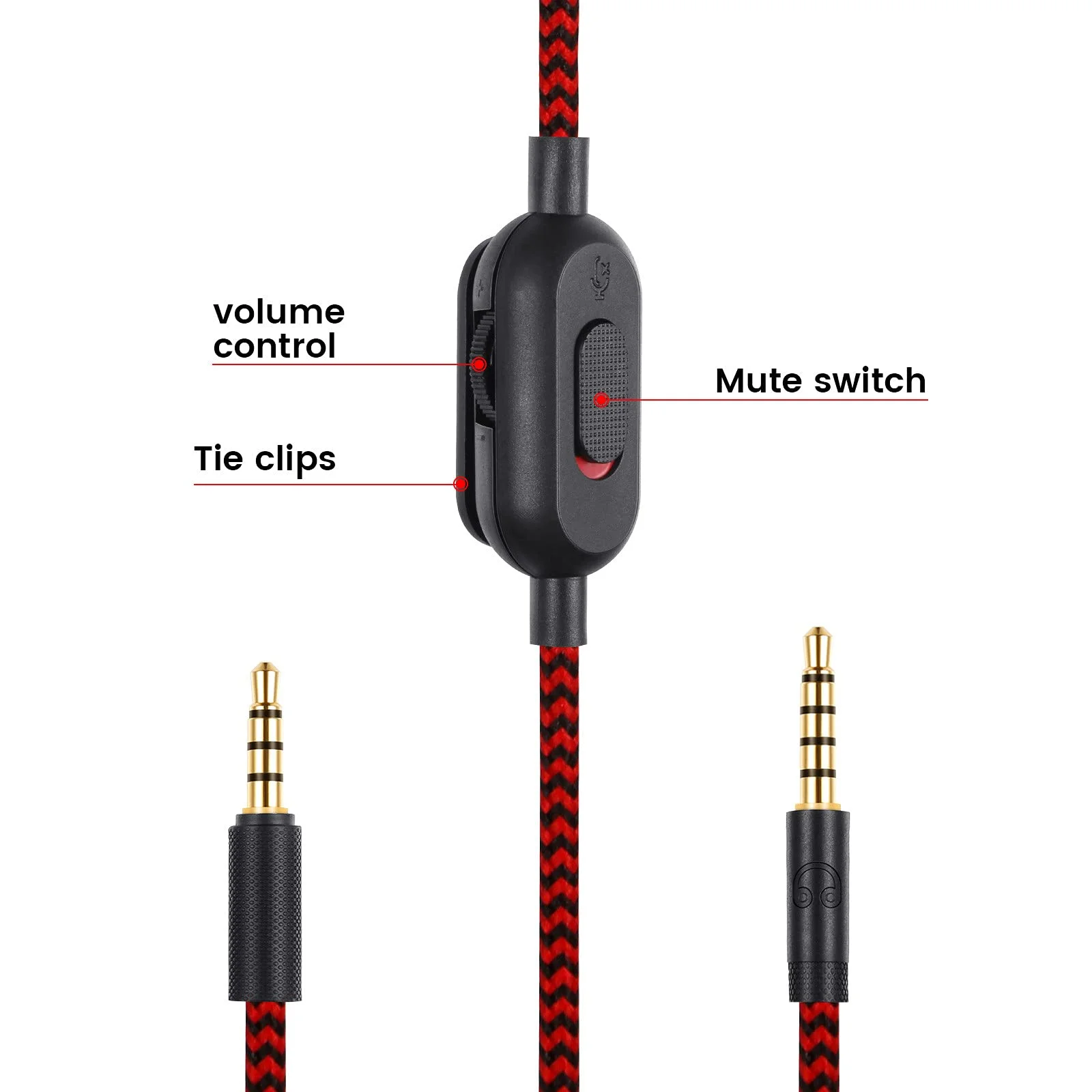 2.0M Braided Replacement Cable Extension Cord Wire for Logitech G433 G233 G Pro X Gaming Headset With Mute Volume Control Clip