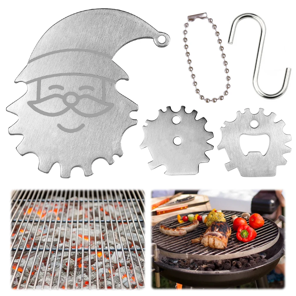 BBQ Grill Scraper Stainless Steel Grills Grate Cleaner Grill Cleaning Scraper Scrubber Tool Camping Accessories