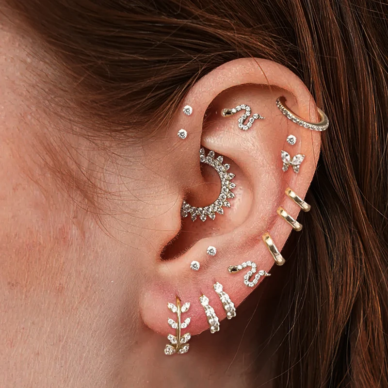 [Single] Tragus piercing snake Gold-plated