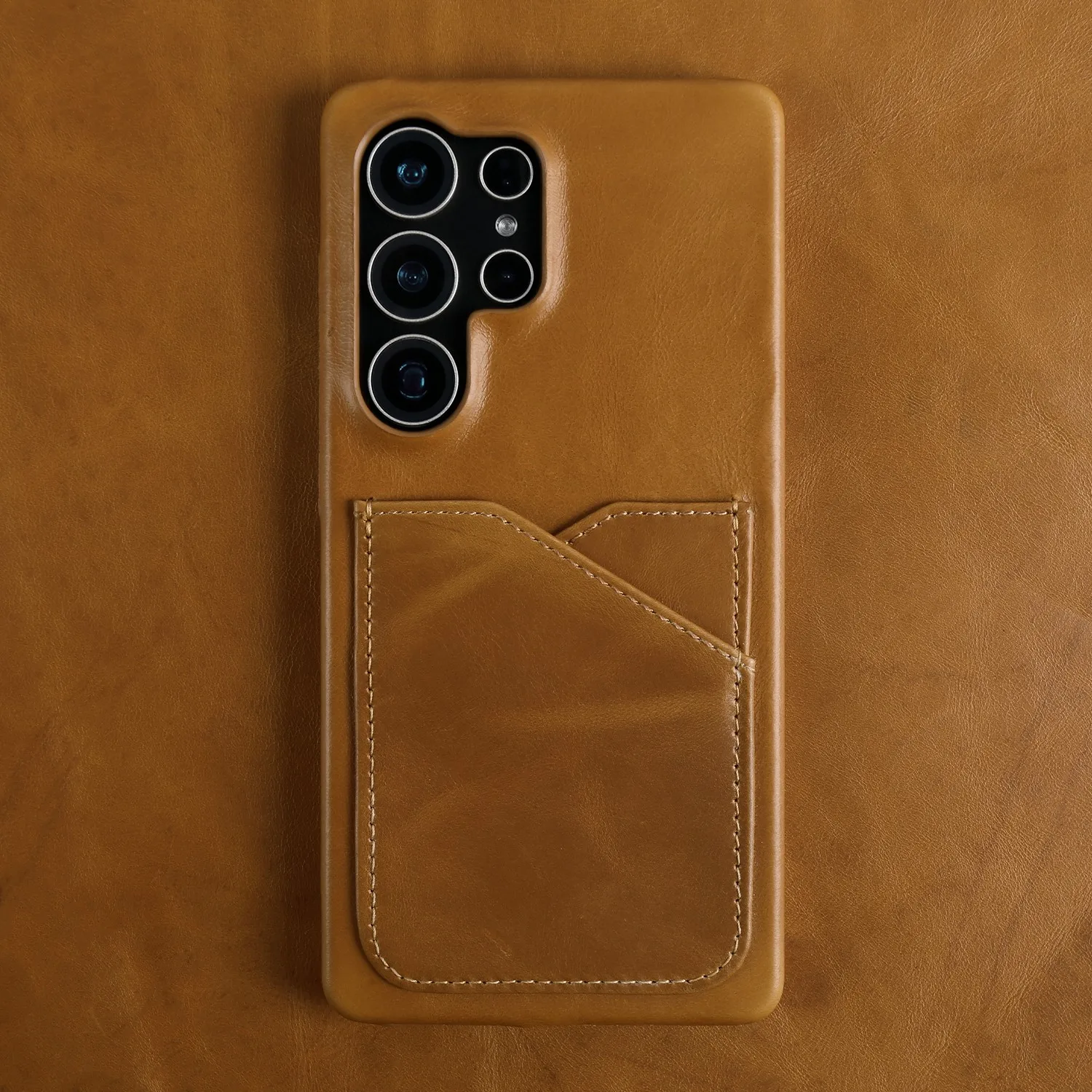 Premium Genuine Leather Card Slot Vintage Phone Back Cover Case