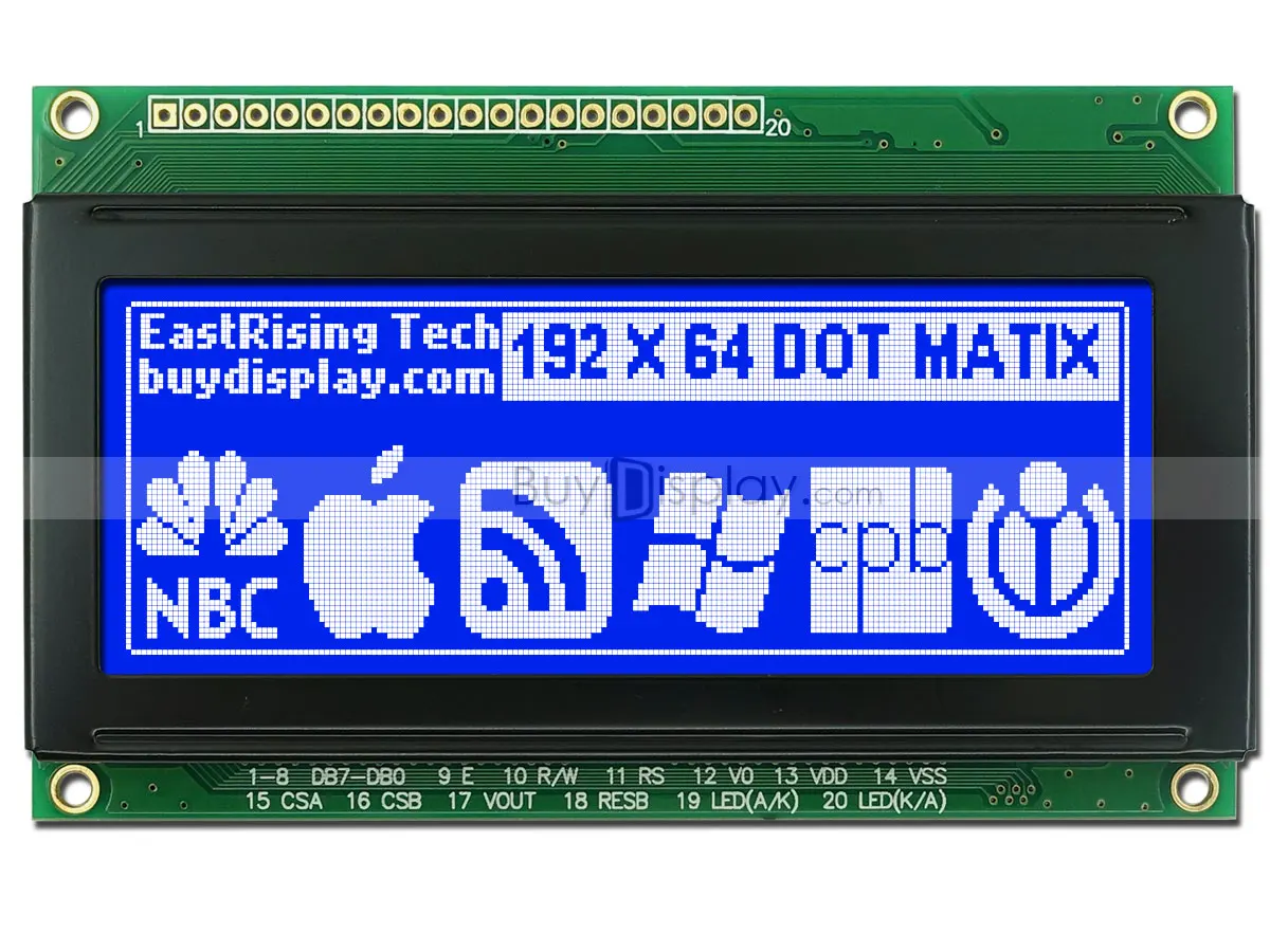 3.3"Display 192x64 19264 LCD Monochrome Module,White on Blue
