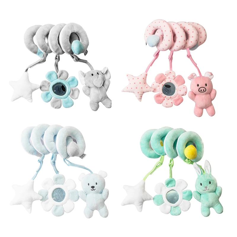 

Baby Hanging Car Seat Toys Plush Activity Hanging Stroller Toys with BB Squeaker and Rattles For Newborn Travel Activity Toy