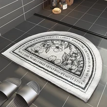 

Retro Bathroom Carpet Semicircle Non-slip Area Rugs Absorbent Floor Mat Soft Plush Doormat for Bedroom Kitchen Entrance Foot Pad