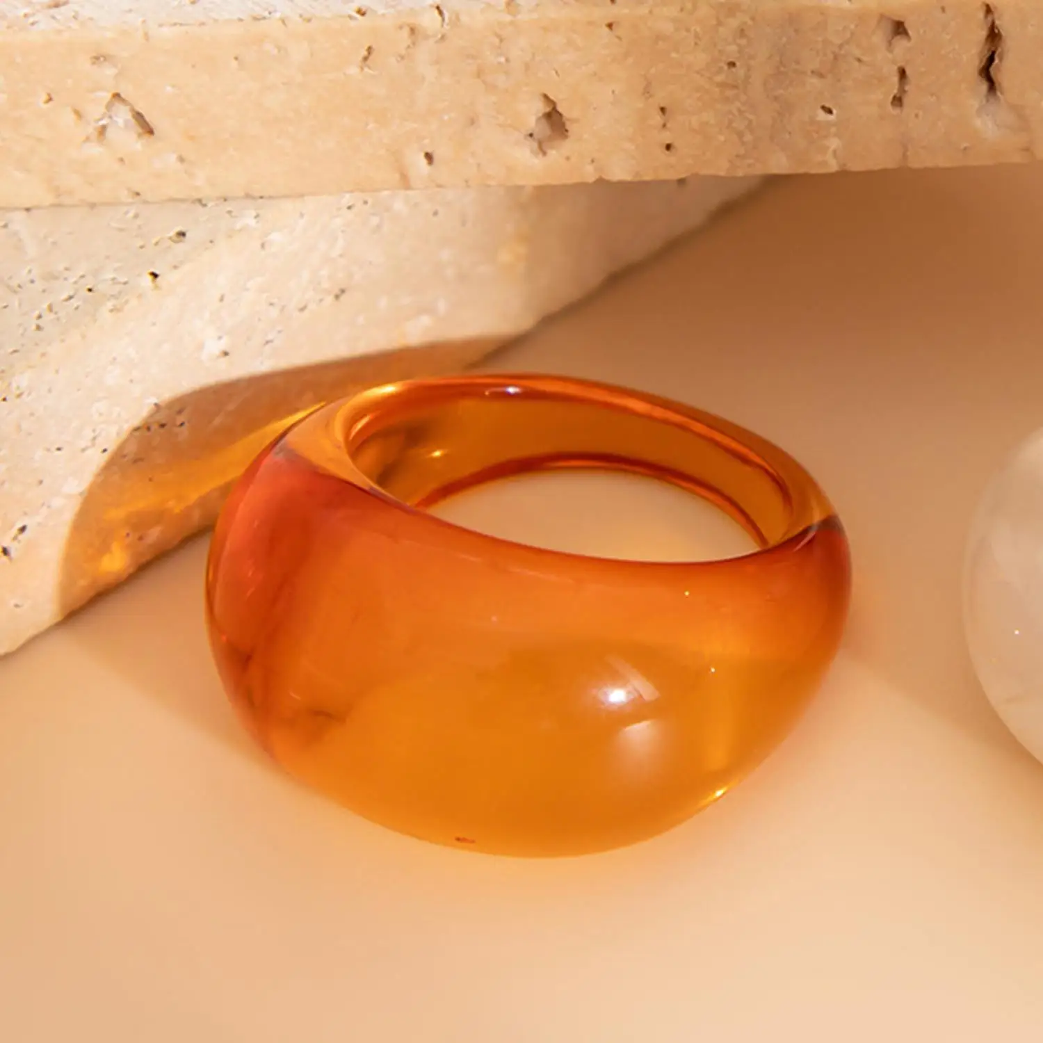 Vintage-Inspired Transparent Colorful Acrylic Resin Geometric Ring – Trendy Korean Fashion Aesthetic Jewelry