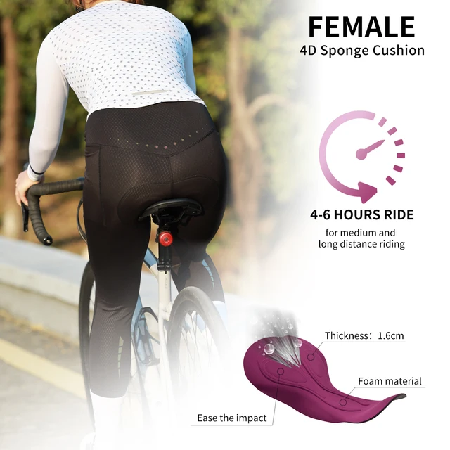 WOSAWE Women Cycling Shorts 3D Padded Shockproof MTB Bike Shorts Ladies Bicycle Pad Shorts Mountain Fitness Tights 2 Pockets