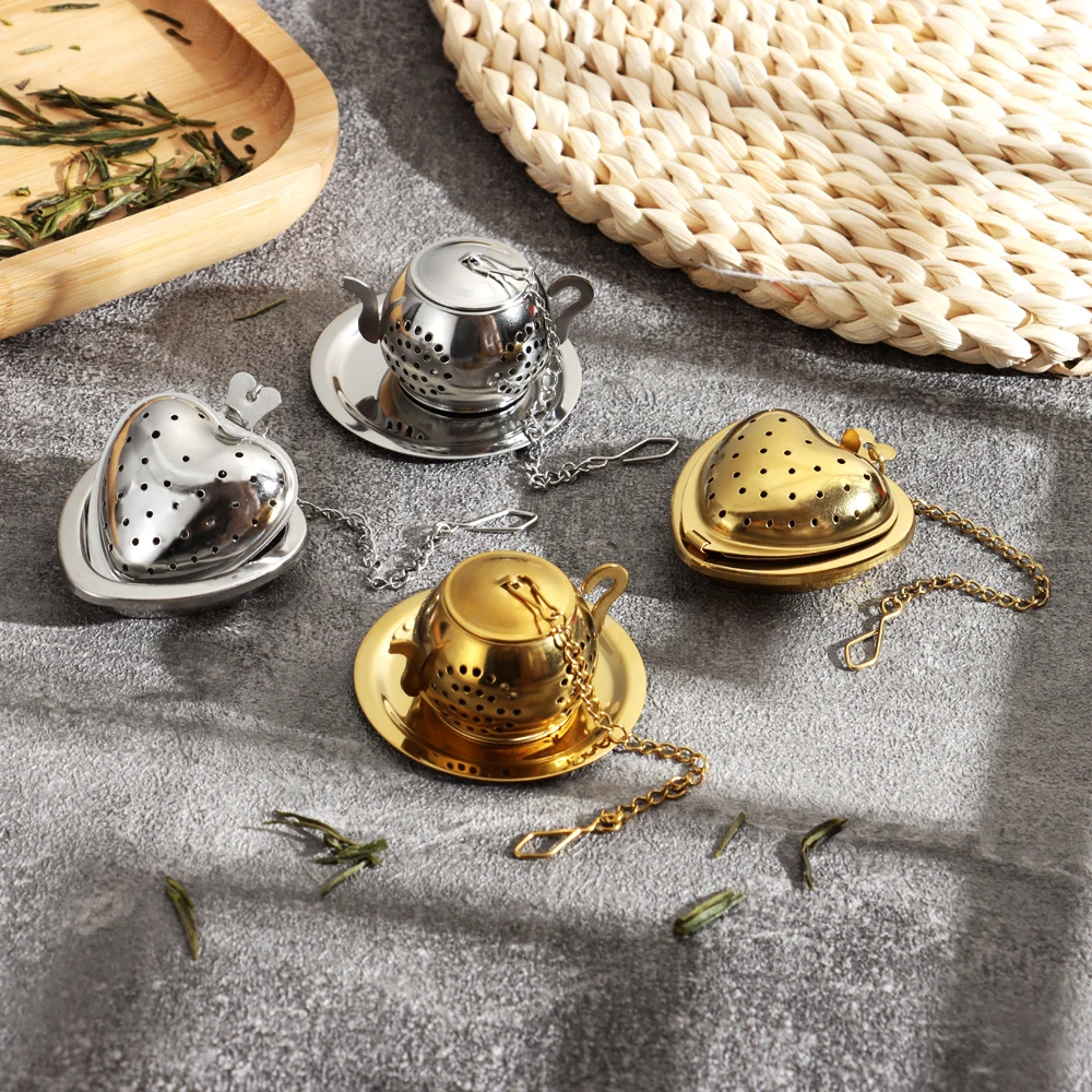 High Quality Tea Infuser Portable Stainless Steel Tea Strainer Loose Leaf Tea Ball Steeper 3D Heart Shape Teapot Teaware