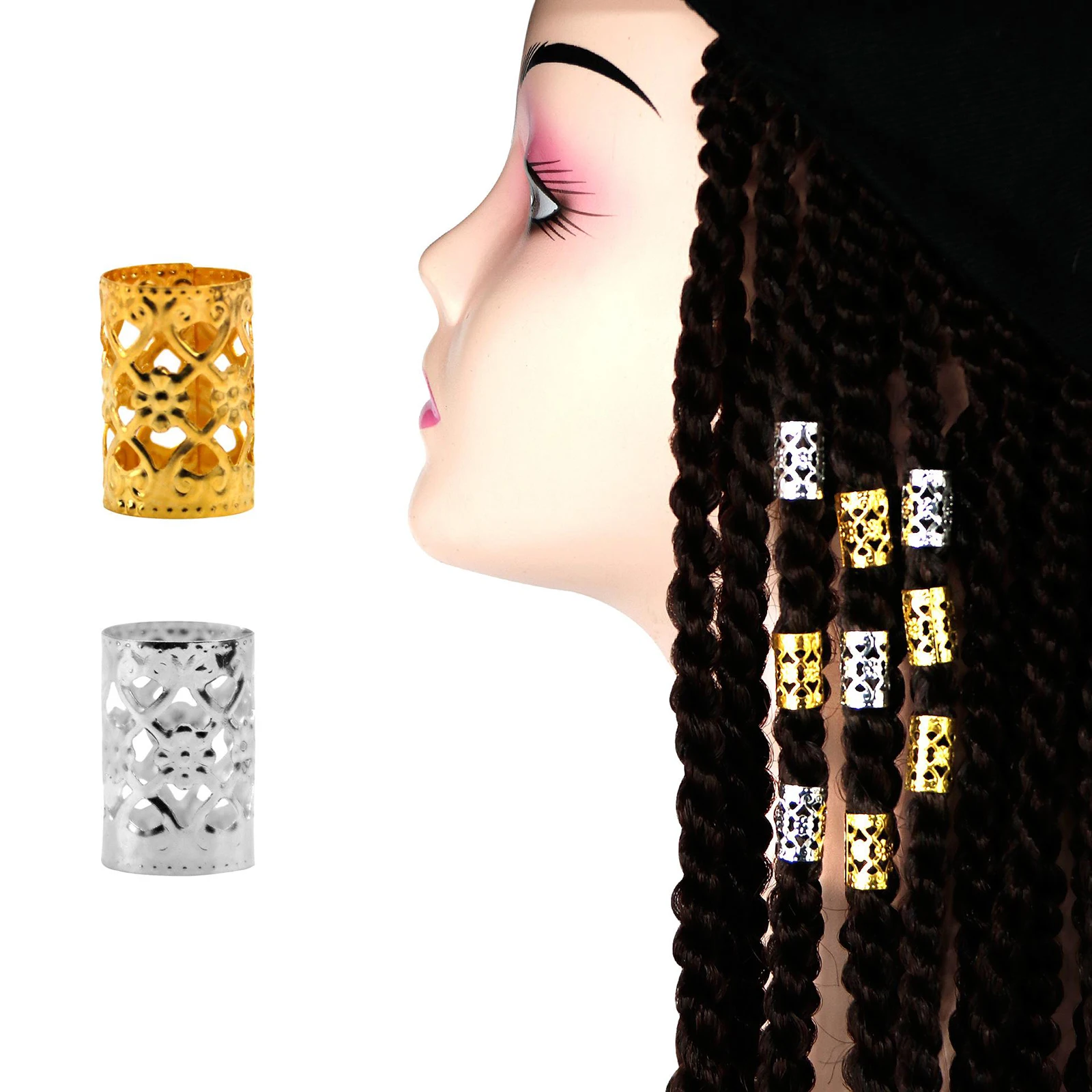 Falody 75pcs Hair Beads for Braids for Girls Large Hole Hair Beads