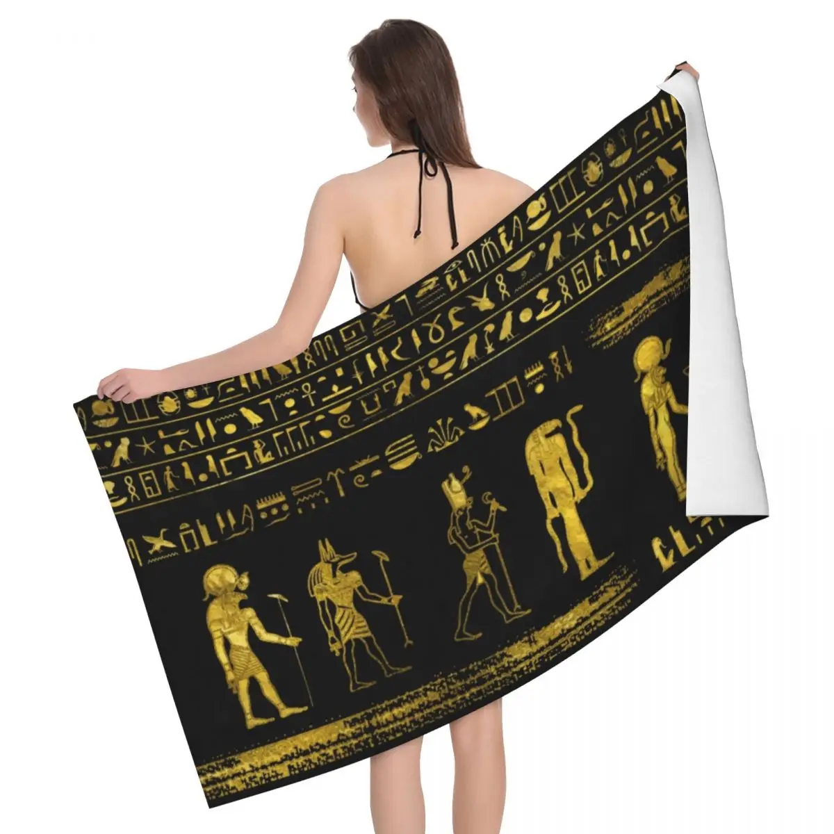 Egypt Ancient King Tutankhamun Beach Towel Super Soft Quick Dry_voghion.com