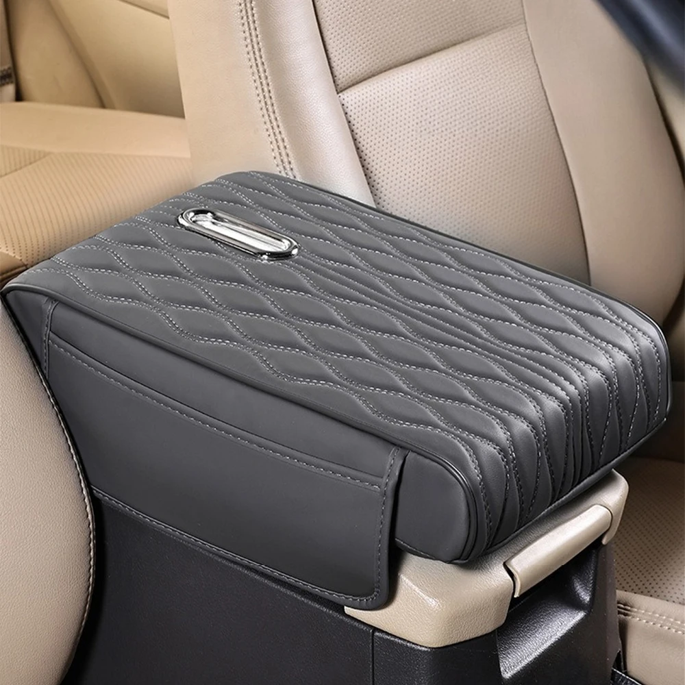 Deluxe Car Armrest Cover with Dual Side Pockets and Built-in Tissue Holder