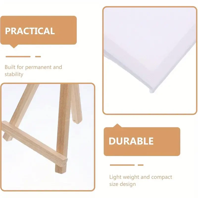 12pcs Mini Canvas & Easel Set-Small Wooden Display Stands for Art and Crafts Painting Kit