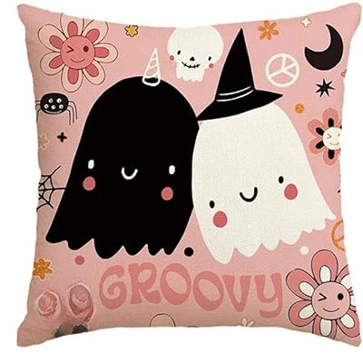 Halloween Pillow Cover Halloween BOO Pillow Pink Halloween 