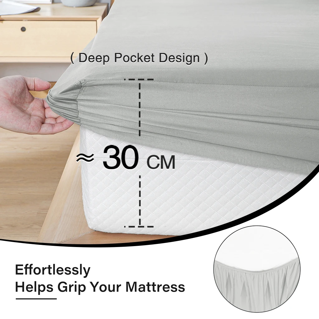 Mattress Protector Waterproof Breathable Fitted Mattress Cover Washable and Easy Care Mattress Cover