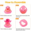 Car Cowboy Rubber Ducks, Dashboard Decorations Pink Duck for Car Ornament Accessories with Hat Heart Glasses Chain, Pink 5