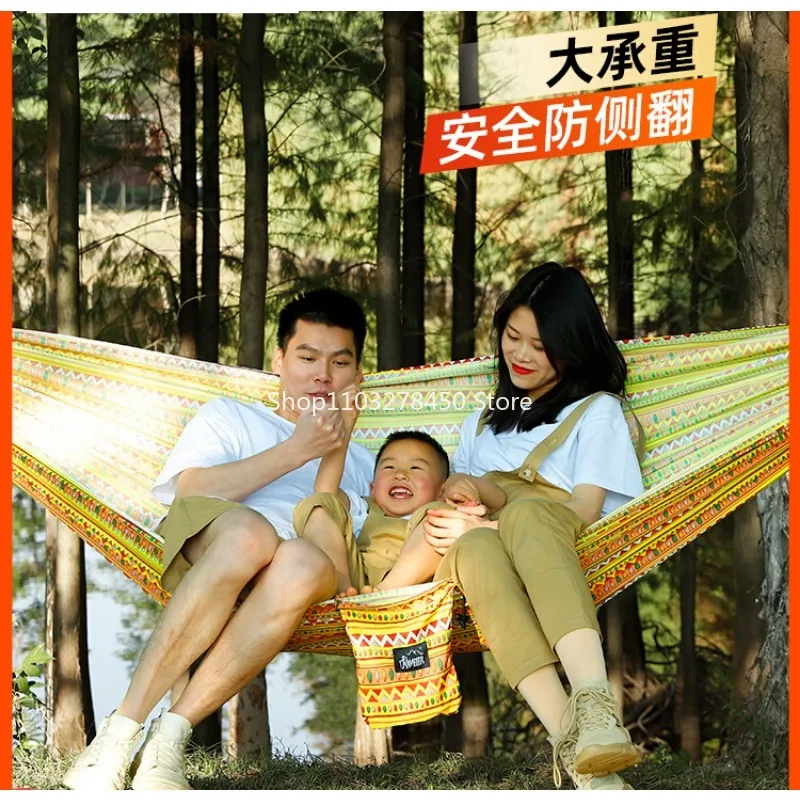 

Hammock Outdoor Double Striped Ethnic Swing Hammock
