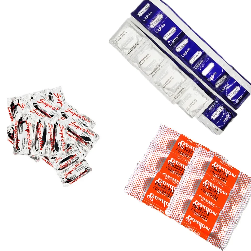 200/100/80Pcs Large Oil Condom Super Safe Super Smooth and Dot Latex Condom Penis Ring Sex Product for Adult