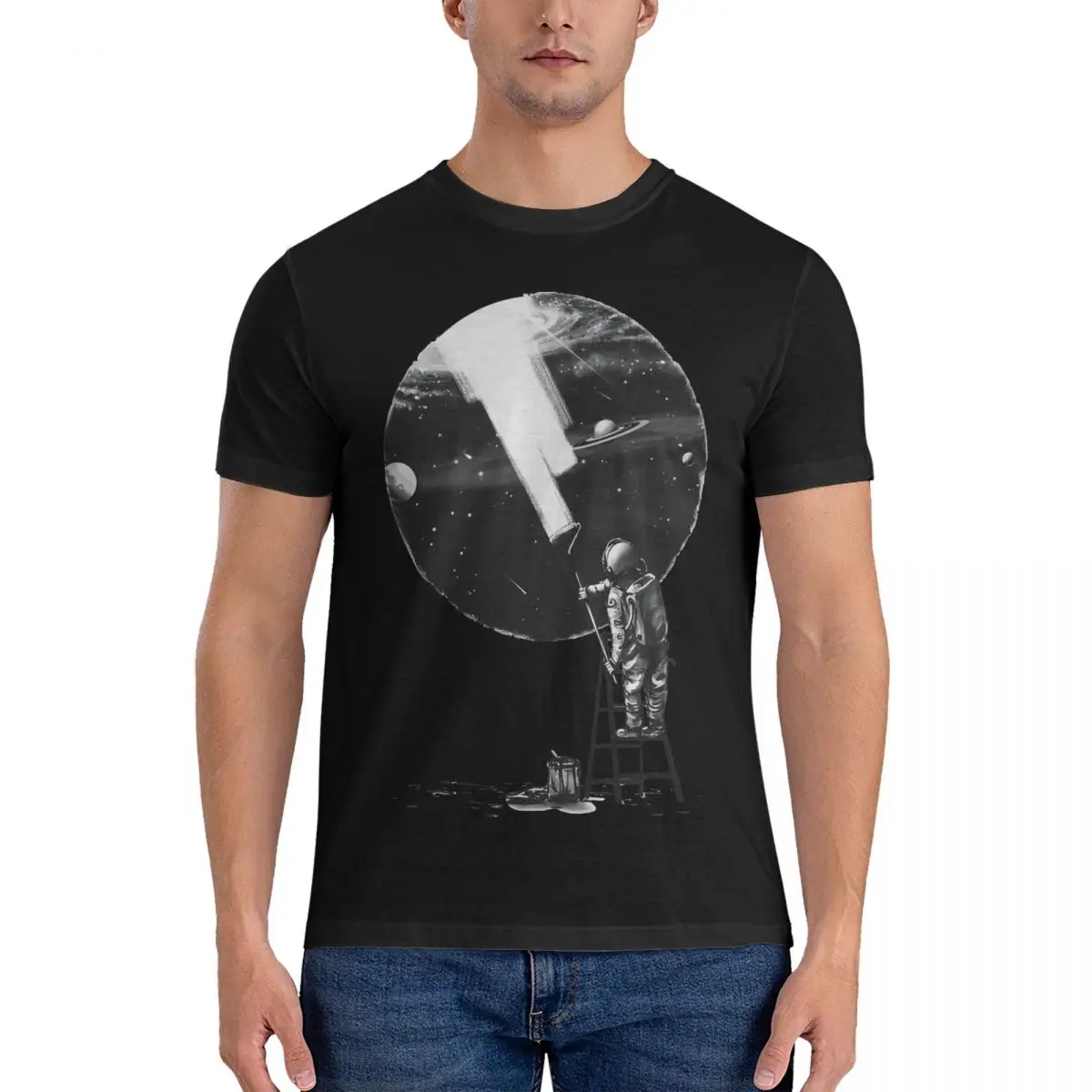 

Футболка мужская с надписью «I Need More Space», винтажная рубашка из чистого хлопка с круглым вырезом и короткими рукавами, с принтом астронавта, идея для подарка