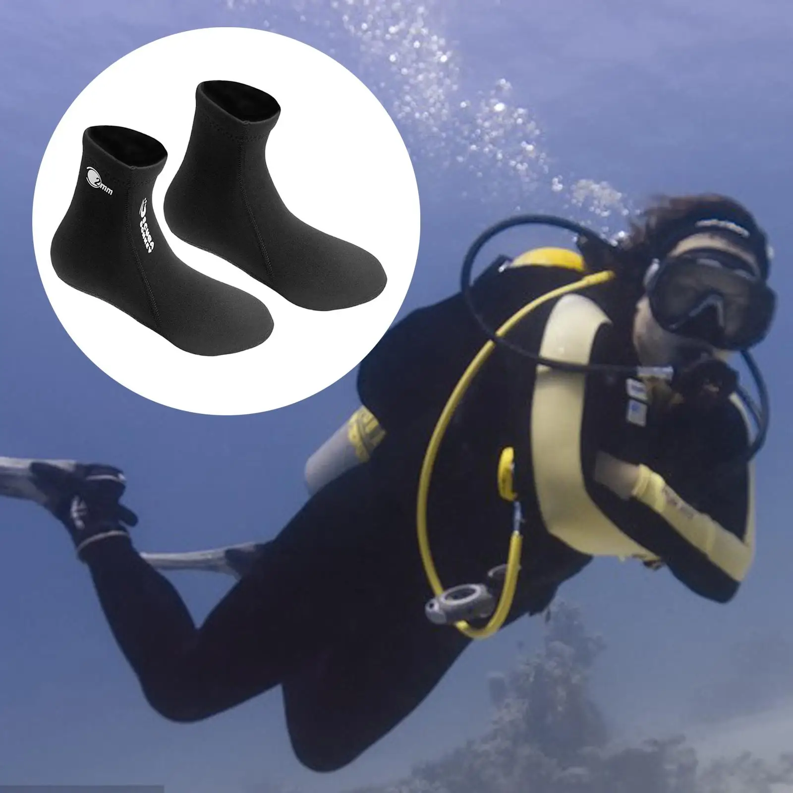 2mm Neoprene Wetsuit Socks Socks Diving Beach Water Fin Sock Anti Slip Barefoot Quick Dry for Women Men Sailing Kayaking 3