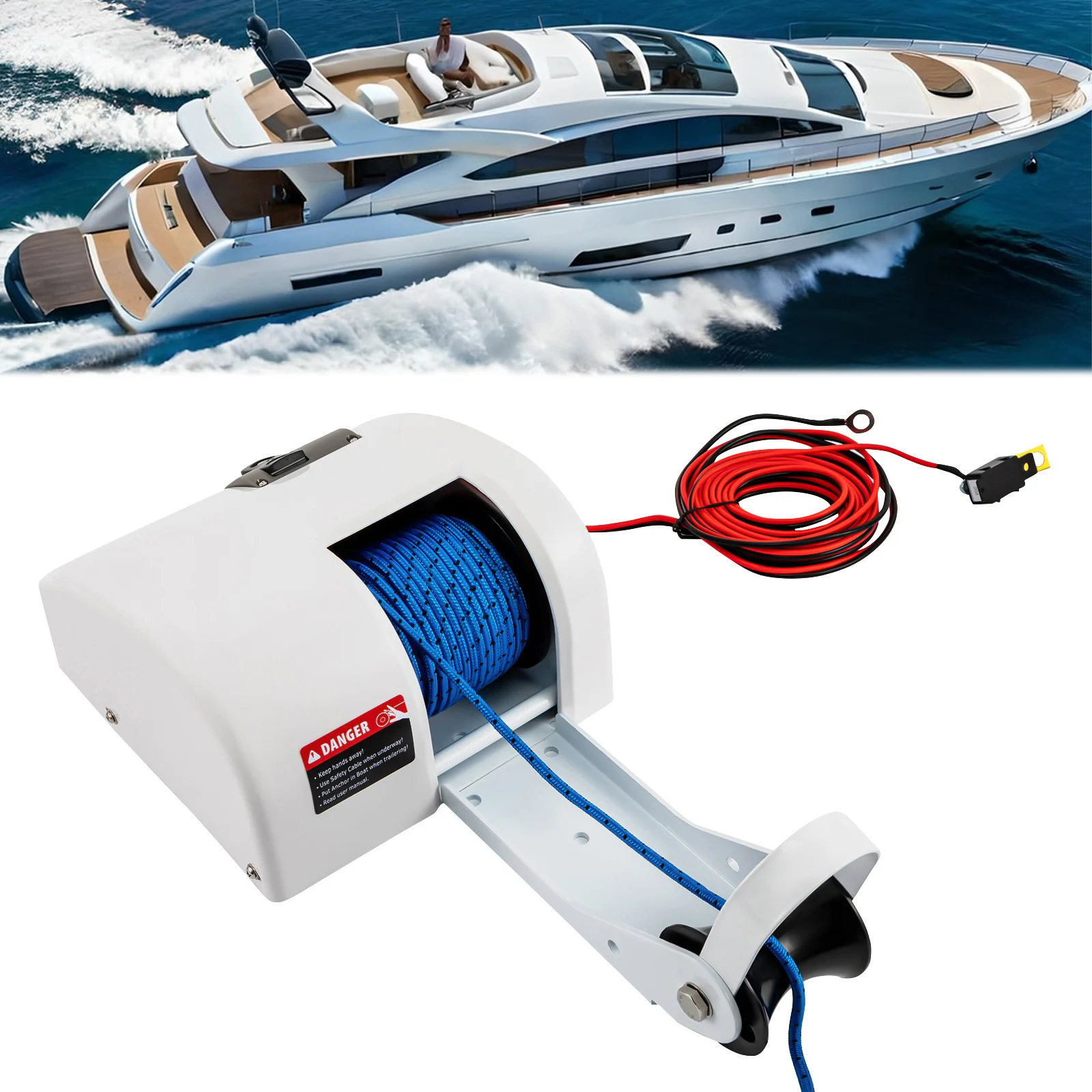 

12V Boat Electric Anchor Winch With Remote Wireless Control Marine Saltwater 25 LBS