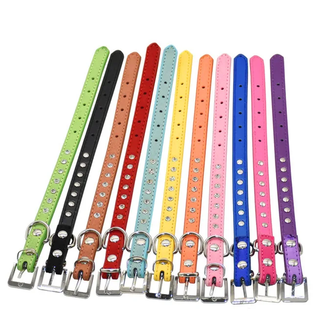 1pc Mini Pet Collar with Rhinestones Inlaid for Cats and Dogs Adjustable Leather Collars for Dogs and Chihuahuas Pet Accessories 3