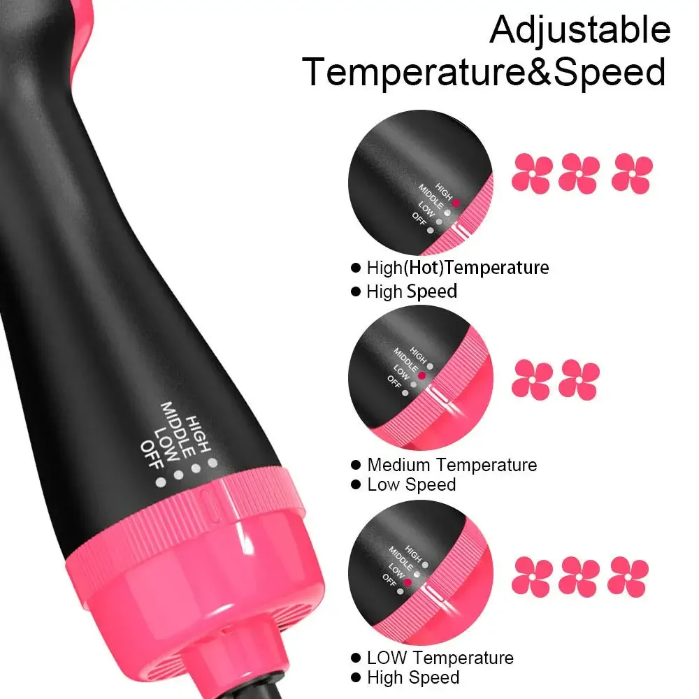 3-in-1 Hair Dryer Brush Volumizer Salon Hot Air Brush Fast Drying Straightening Curling 4