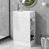 18.6" Small Single Bathroom Vanity with Sink, Freestanding Bathroom Vanity ,Wood Bathroom Cabinet with Ceramic Sink, White 1