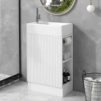 18.6" Small Single Bathroom Vanity with Sink, Freestanding Bathroom Vanity ,Wood Bathroom Cabinet with Ceramic Sink, White 1