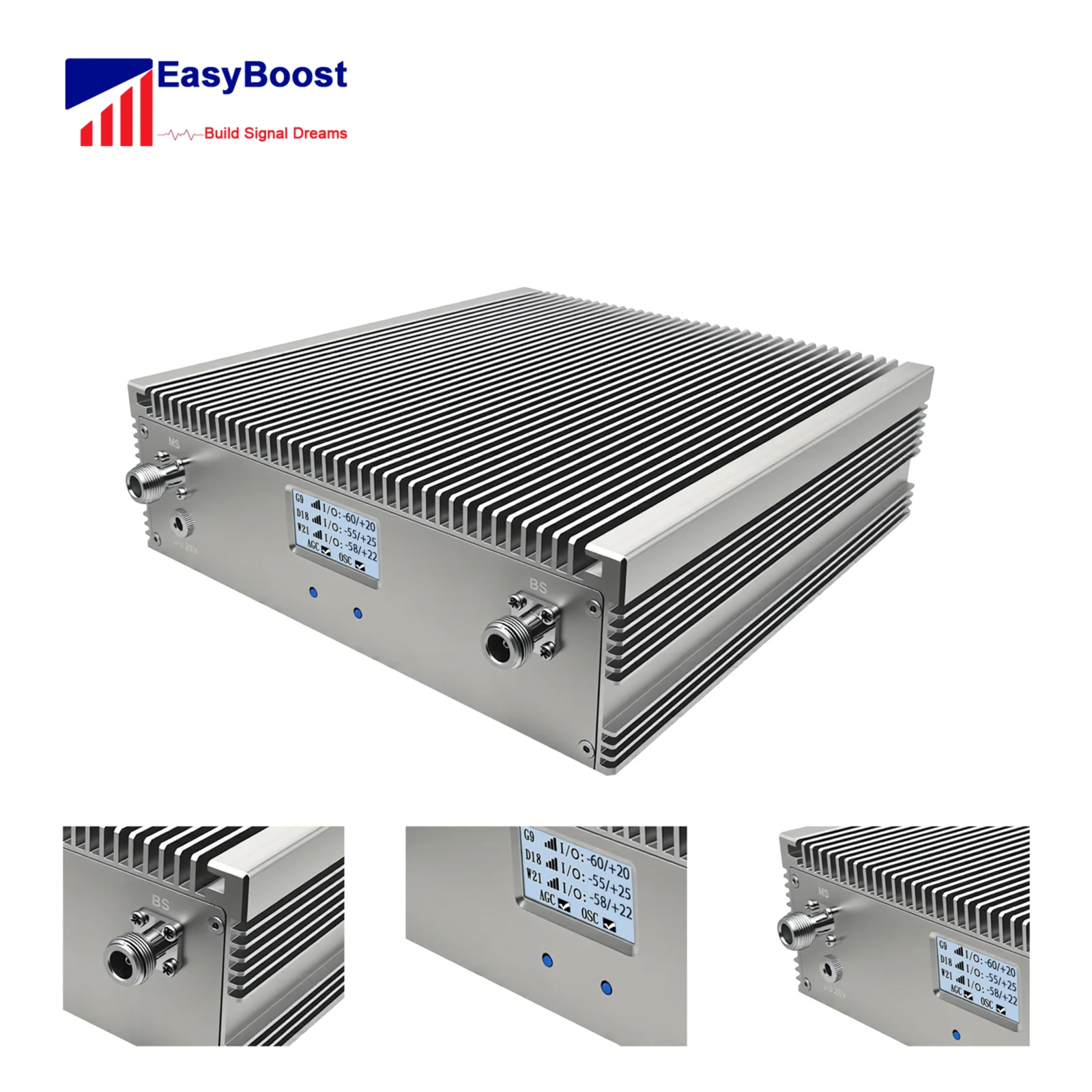 3000 ㎡ 시골 지역 커버리지 솔루션: 80dB 고이득, 27dBm 출력, 800/900/1800MHz 트라이밴드 신호 증폭기로 더 나은 3G/4G/5G 통화 제공