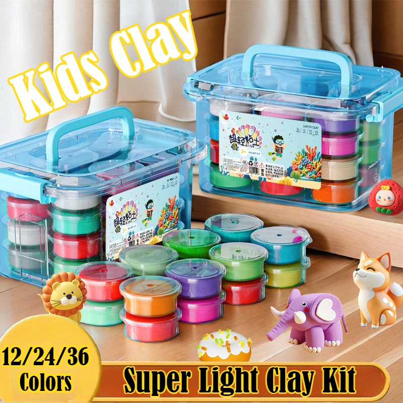 12/24/36 Colors Super Light Air Dry Polymer Modelling Clay Kit With Carving Tool for DIY Crafts Toys Children Gifts air dry clay modelling clay