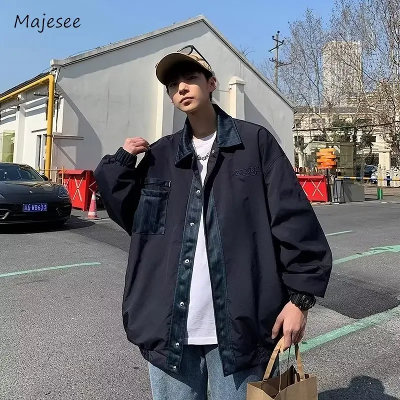 

Jackets Men All-match Baggy Advanced Loose Long Sleeve Korean Style Harajuku Handsome Streetwear Males Outwear Autumn Popular