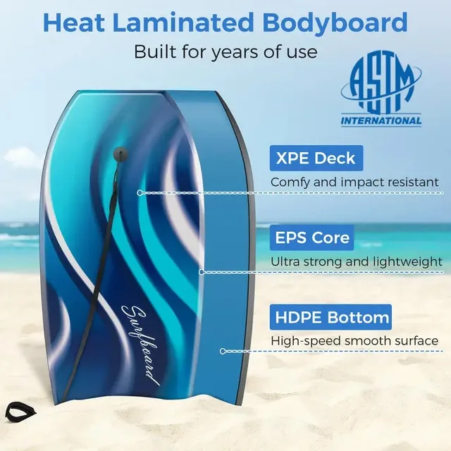 Lightweight Body Board Boogie Board with EPS Core XPE Deck HDPE Bottom-L