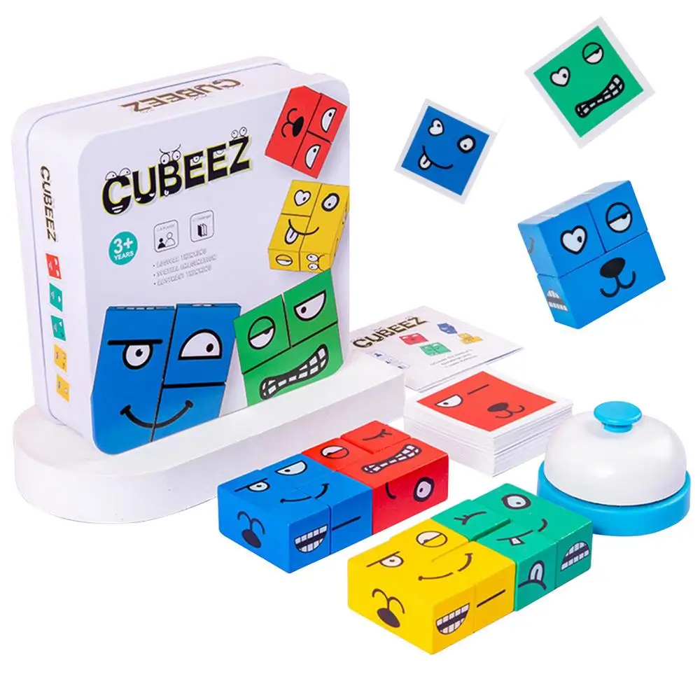 Compra online de Brinquedos educativos de crianças montessori enfrentam  mudança de blocos de expressão puzzles de mesa de cubo infantil jogos de  aprendizagem precoce