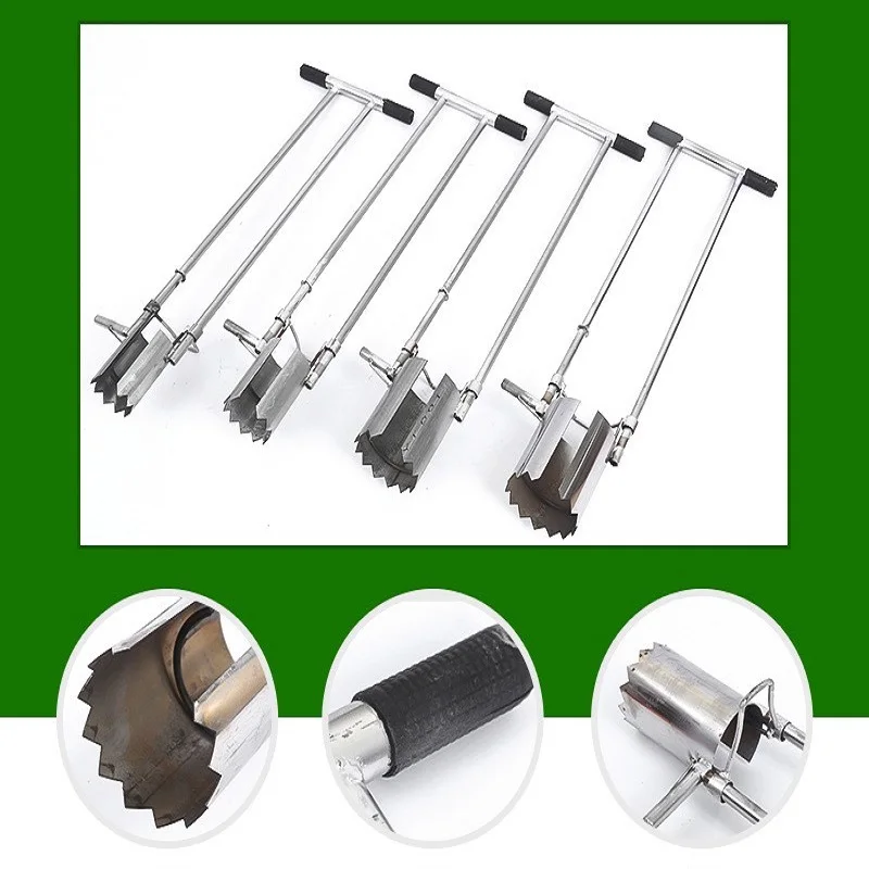 Agricultural Manual Soil Digger Vegetable Strawberry Corn Transplanter Stainless Steel Soil Hole Puncher Shifting Seedling Tool mini garden tools