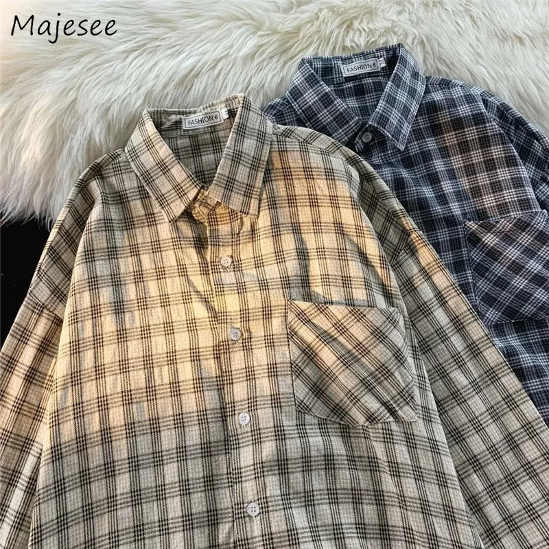 

Plaid Shirts Men Teens Students Korean Fashion Vintage Casual Coats Youthful Vitality All-match Camisas Harajuku Y2k Tops Chic