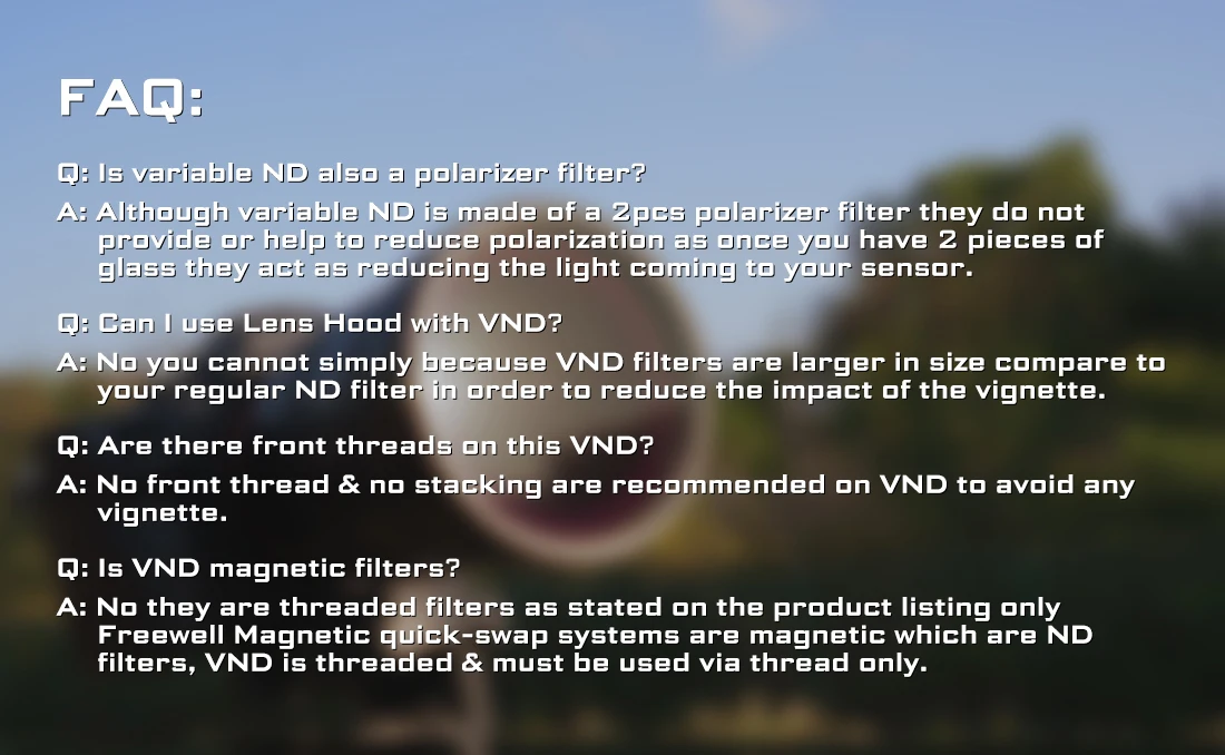 72mm Threaded Hard Stop Variable ND Filter