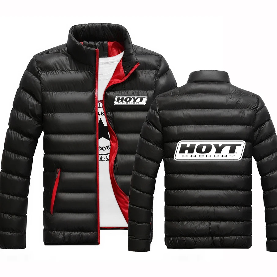 

2023 Autumn Winter HOYT Archery Huntinger Bows Logo Print Slim Fit Cotton Liner Thick Warm Stand Collar Casual Zip Padded Jacket